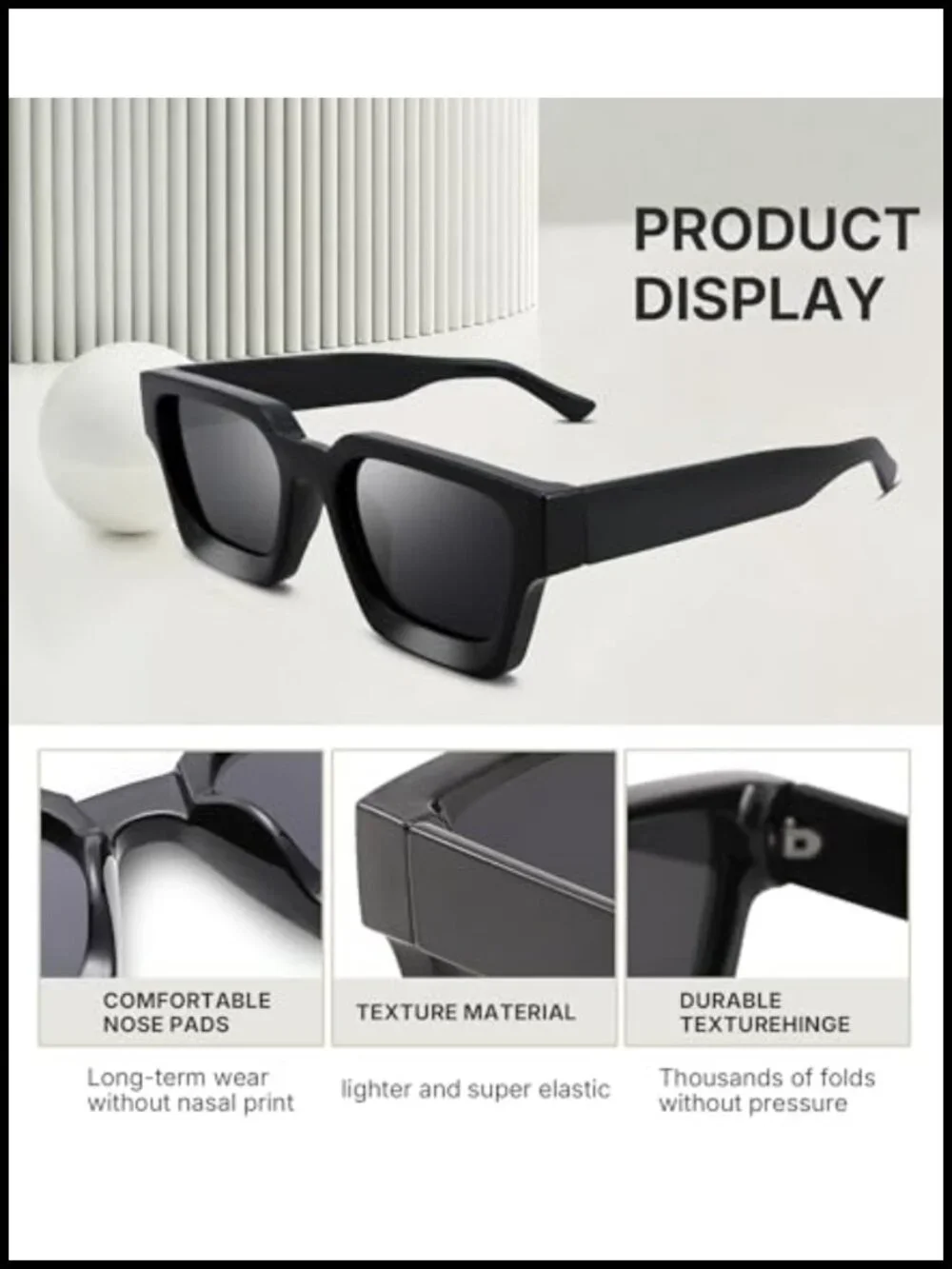 Square Sunglasses with Thick Frame UV Protection for Unisex